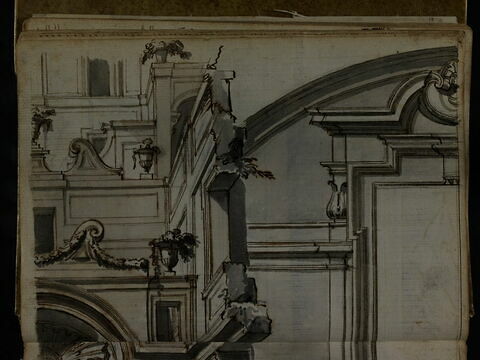 Fontaine architecturale; fenêtre de l'ambulatoire du chœur de la basilique Santi Ambrogio et Carlo al Corso, image 3/3