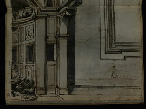 Suite du folio précédent : Fontaine architecturale; fenêtre de l'ambulatoire du chœur de la basilique Santi Ambrogio et Carlo al Corso, image 2/2