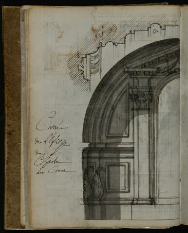 Élévation et profil de la partie supérieure de la chapelle gauche du transept de la basilique Santi Ambrogio e Carlo al Corso; profil des moulures, image 2/2