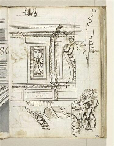 Détails du piédestal du dôme de la basilique Santi Ambrogio e Carlo al Corso