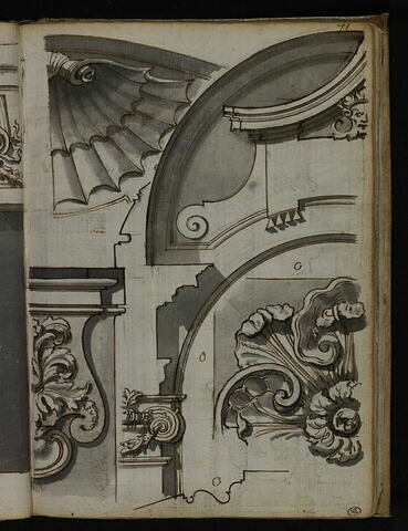 Trois motifs d'ornements architecturaux : coquilles et feuillage, image 2/2