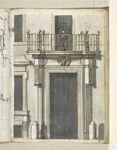Porte monumentale surmontée d'un balcon et de sa ferronnerie, image 1/2