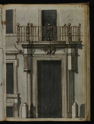 Porte monumentale surmontée d'un balcon et de sa ferronnerie, image 2/2