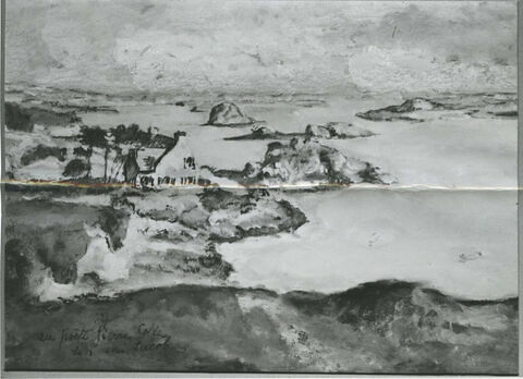 Marine : vue d'une côte rocheuse avec une petite maison au bord de l'eau, image 2/2