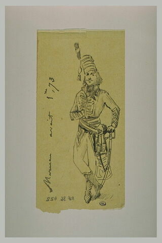 Officier révolutionnaire, de face, s'appuyant sur son sabre, image 1/1