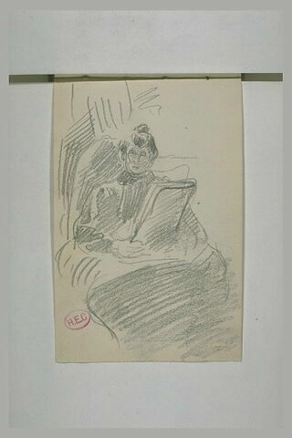 Portrait d'une femme lisant, assise dans un fauteuil, image 1/1