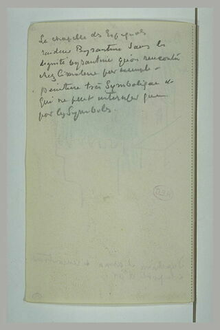 Notes manuscrites sur le chapelle des Espagnols à Santa Maria Novella