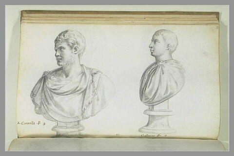 Deux bustes représentant l'un 'A. CARACALLA' ; l'autre 'GALLIENO', image 3/3