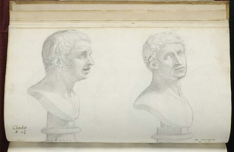 Deux bustes représentant l'un 'CLAUDIO' ; l'autre 'M. ANTONIO', image 2/3