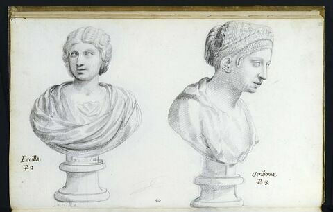 Deux bustes représentant l'un 'LUCILLA' ; l'autre 'SCRIBONIA', image 1/3
