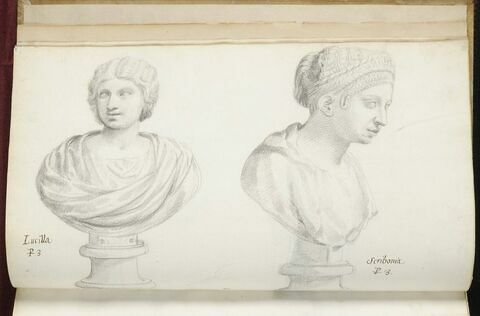 Deux bustes représentant l'un 'LUCILLA' ; l'autre 'SCRIBONIA', image 2/3