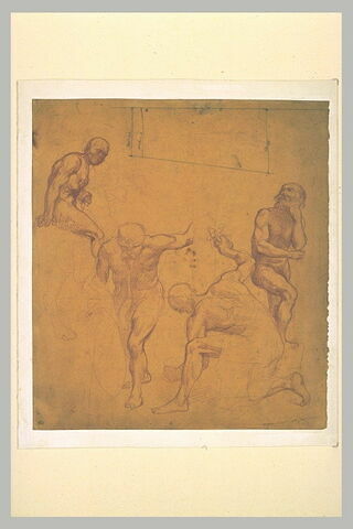 Quatre études d'hommes nus : groupe des bourreaux pour la Crucifixion, image 2/2