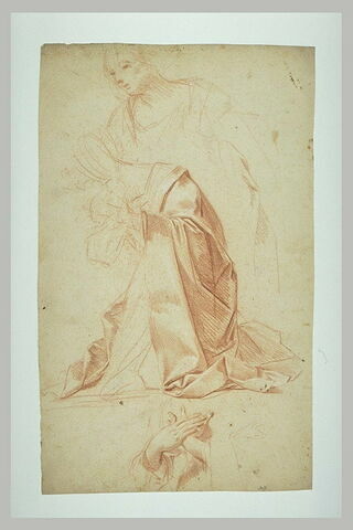 Vierge agenouillée tournée vers la gauche ; reprise des mains et du visage, image 2/2
