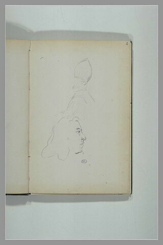 Un personnage coiffé d'une mitre, en buste ; tête d'homme, de profil