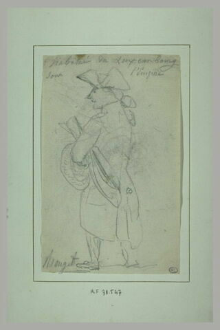 Homme vu de dos, coiffé d'un tricorne, image 1/1