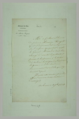 Lettre de M. de Cailleux, image 1/1