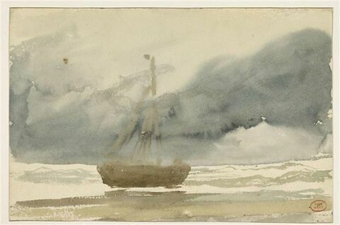 Le bateau-fantôme, sous un ciel d'orage