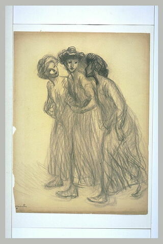 Trois jeunes filles enlacées, marchant vers la gauche, image 1/1