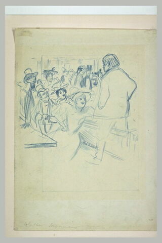 Aristide Bruant au Mirliton, debout, de dos, devant des spectateurs, image 2/2