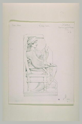 Fragment de relief funéraire : femme assise tenant une patère