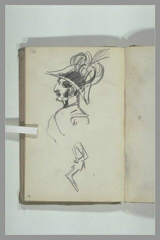 Portrait d'un homme coiffé d'un bicorne à plumes, image 1/1