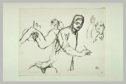 Etudes: corps porté , homme à mi-corps, et autres croquis, image 1/1