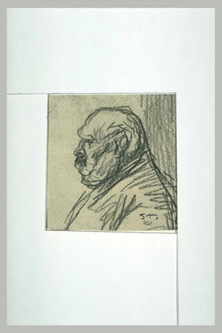 Homme corpulent vu en buste, de profil à gauche, image 1/1