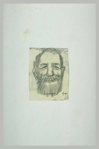 Tête d'homme barbu, souriant, de face, image 1/1