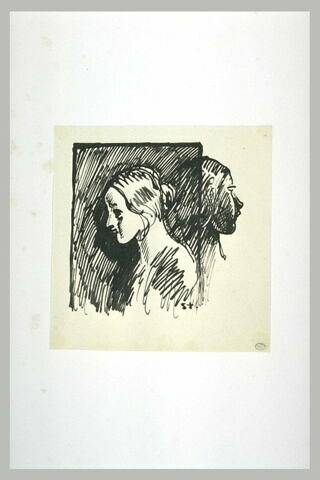Tête de jeune fille se détachant d'un carré noir et reprise de la même tête, image 1/1