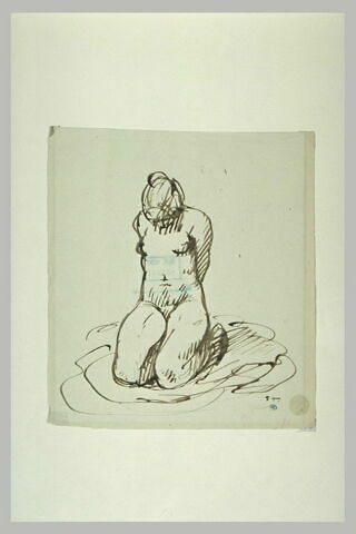 Femme nue, à genoux, de face, bras derrière le dos, image 1/1