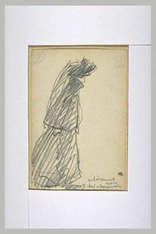 Femme en deuil, marchant vers la droite