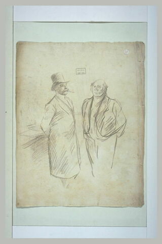 Homme en redingote et gibus, et maître d'hôtel, image 1/1