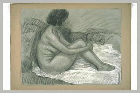 Femme nue assise sur un divan