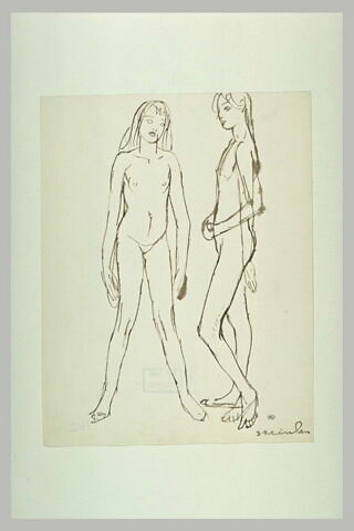 Feuille d'études avec deux fillettes nues, image 1/1