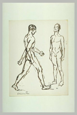 Feuille d'études avec deux hommes nus, image 1/1