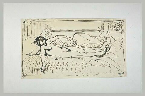 Femme nue, étendu sur un lit, image 1/1