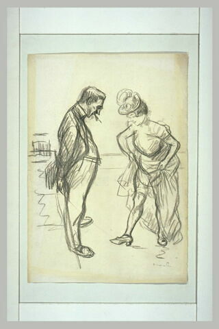 Femme relevant ses jupes devant un homme