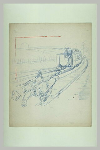 Homme tombant d'un train en marche