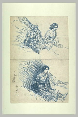 Etudes pour une femme nue assise devant une meule, image 1/2