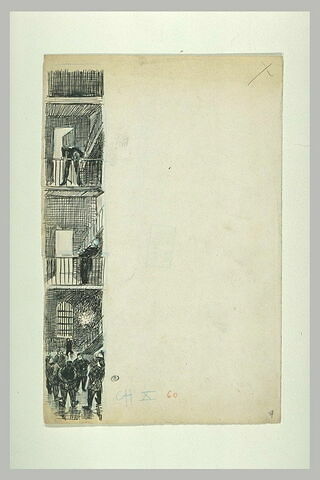 Intérieur d'une prison à deux étages avec quelques gardiens, image 1/1