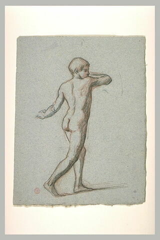 Etude d'un homme nu, vu de dos, le bras droit à hauteur du visage