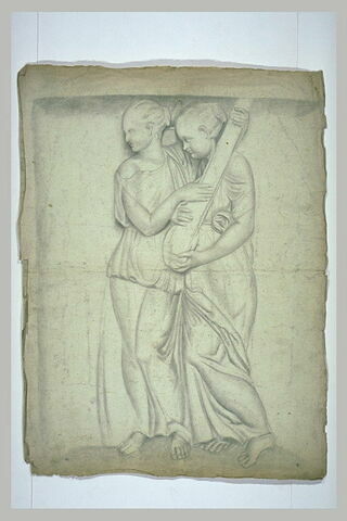 Etude d'après un bas-relief antique : deux jeune-filles tenant un objet