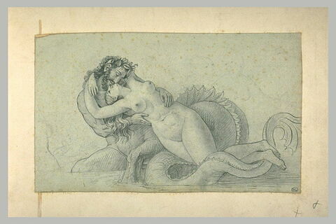 Centaure marin enlaçant une jeune femme nue