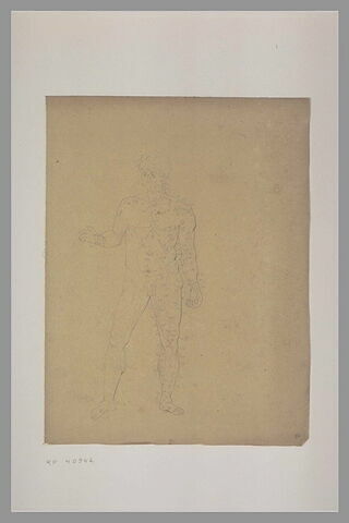 Homme nu debout, tourné vers la gauche, avec relevé de points chiffrés, image 1/1