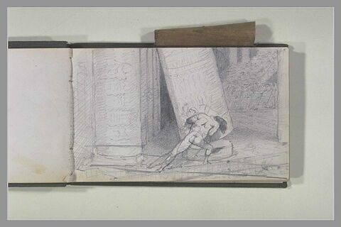 Samson ébranlant l'une des colonnes du temple des Philistins, image 1/1