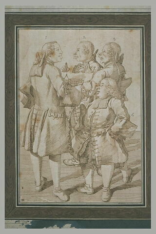 Caricatures de MM. de Vandières, Cochin, Soufflot et l'abbé le Blanc, image 2/2