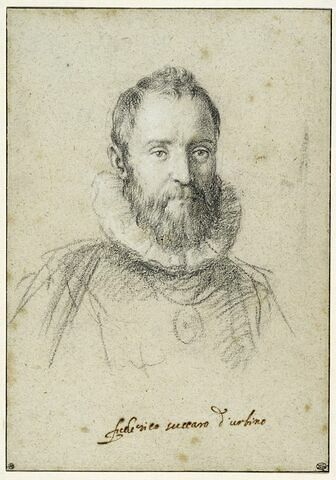 Portrait de Frédéric Zucchero : tête nue, portant barbe et collerette