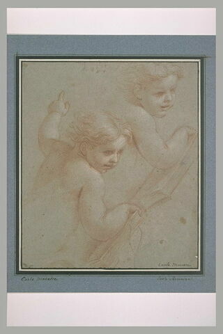 Deux enfants  nus, appuyés sur un livre, image 1/1