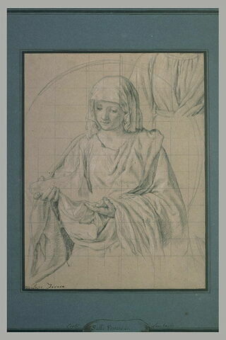 Femme la tête couverte d'un voile tenant la Sainte Face : sainte Véronique, image 2/2