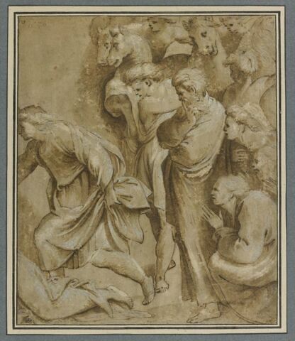 Dix figures tournées vers la gauche, d'après l'Adoration des Mages, image 1/2